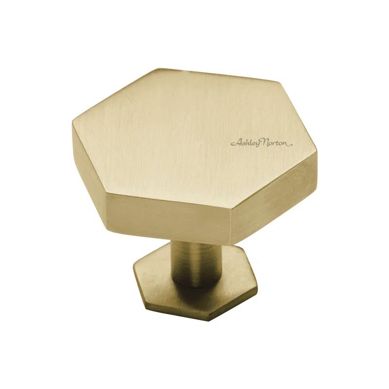 Modern Satin Brass Geometric Hex Cabinet Knob