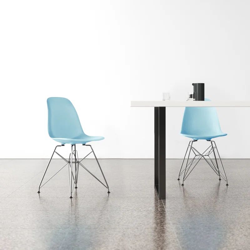 Matte Blue Eiffel Metal Side Chair Set of 2