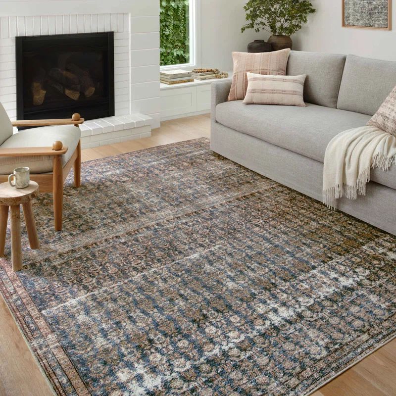 Amber Lewis Ocean Brick Square Synthetic Area Rug Sample