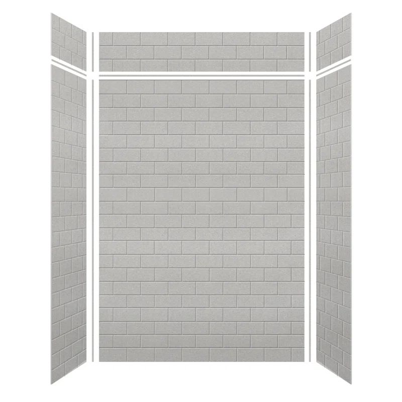 Saramar Gray Subway Tile Alcove Shower Wall Kit
