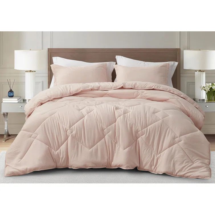 Blush Pink Twin XL Reversible Down Alternative Microfiber Comforter Set