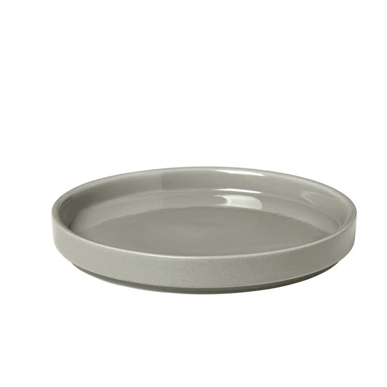 Mirage Grey Ceramic 5.5" Snack Plate with Green Undertones
