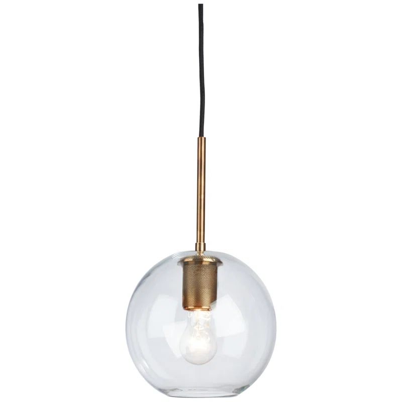 Antiqued Black Glass Globe Pendant Light
