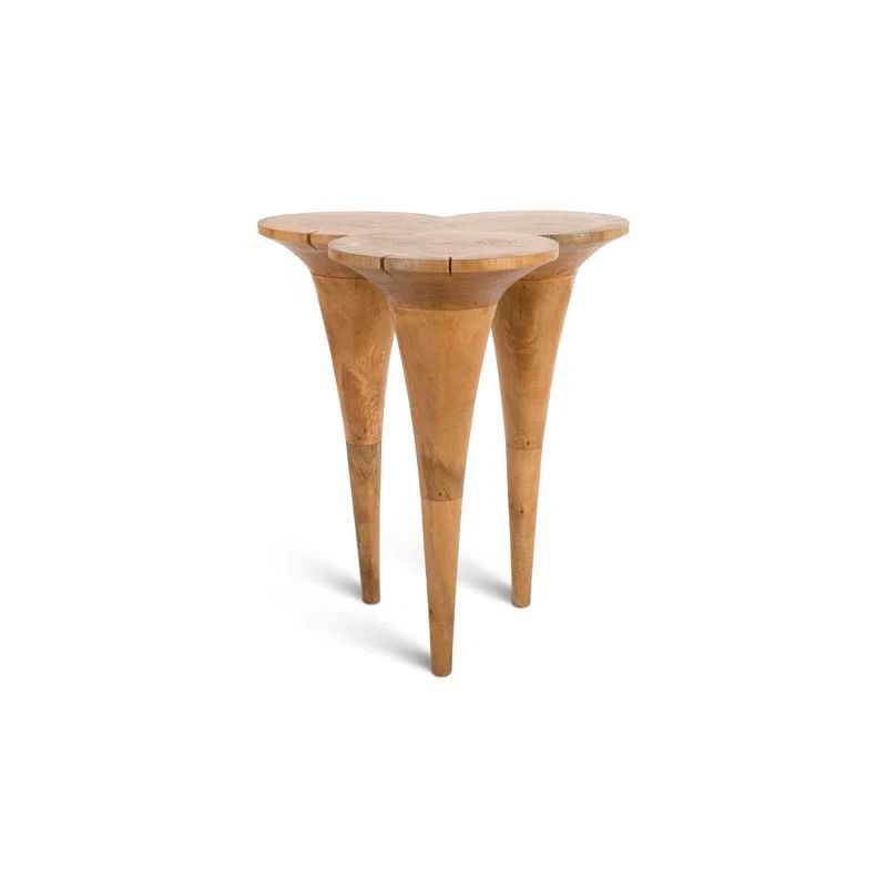 Marley Triangular Brown Wood Bar Height Table
