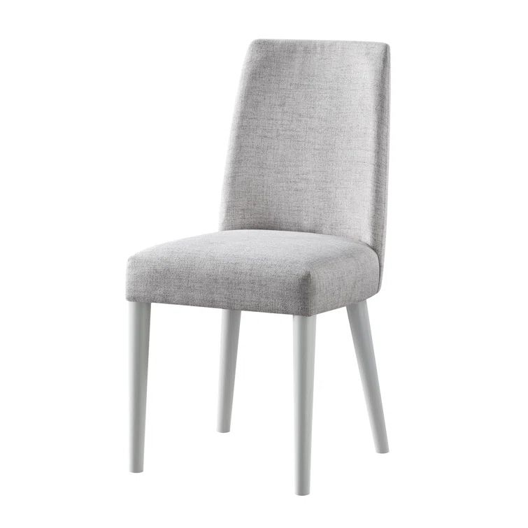 Gray Upholstered Dining Side Chair with Solid Wood Legs