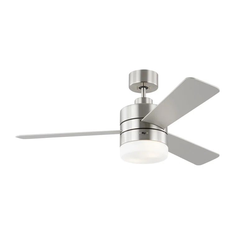 Adna 44'' Brushed Silver Ceiling Fan with Light Kit and Glass Shade