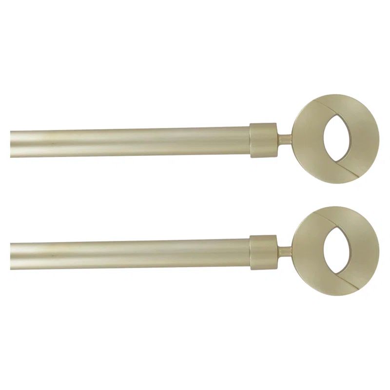 Gold Adjustable Single Curtain Rod Set with Circle Finials