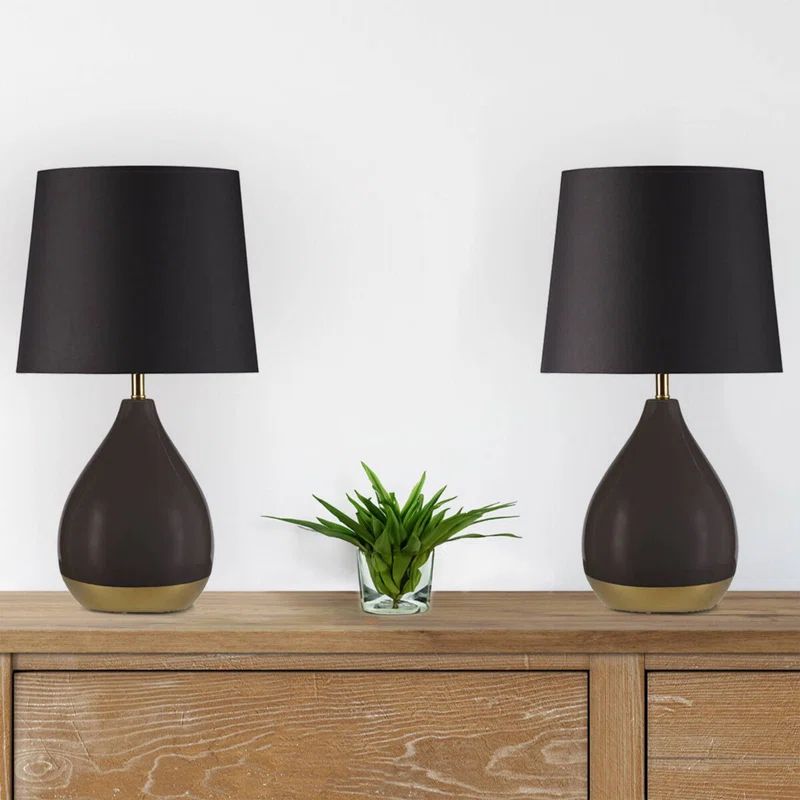 Liora Black and Gold Ceramic Table Lamp Set