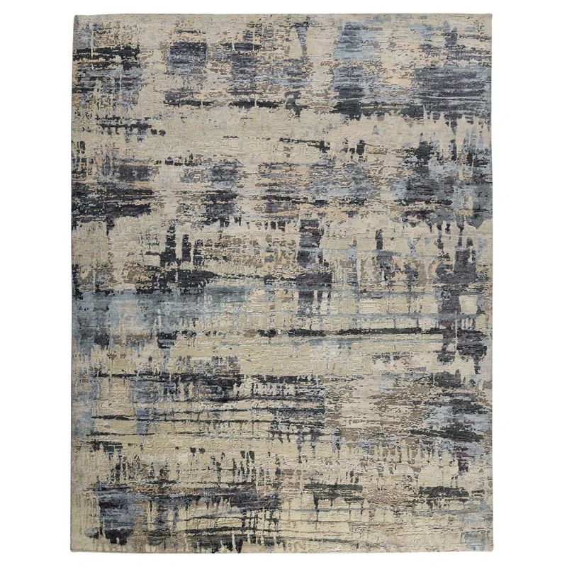 Serena Nania Abstract Hand-Knotted Wool and Silk Rug 2' x 3'