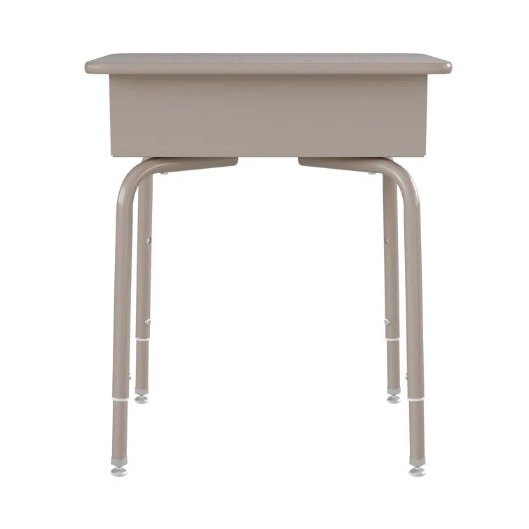 Adjustable Height Gray Granite and Silver Steel Writing Desk