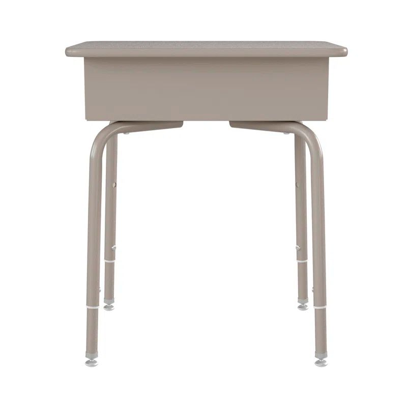 Adjustable Height Gray Granite and Silver Steel Writing Desk