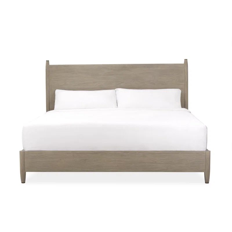 Fawn Finish King Teak Wood Platform Bed