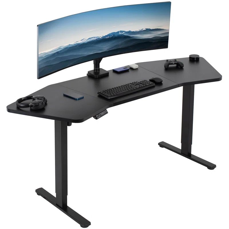 Black Adjustable Height Electric Standing Desk with Memory Presets