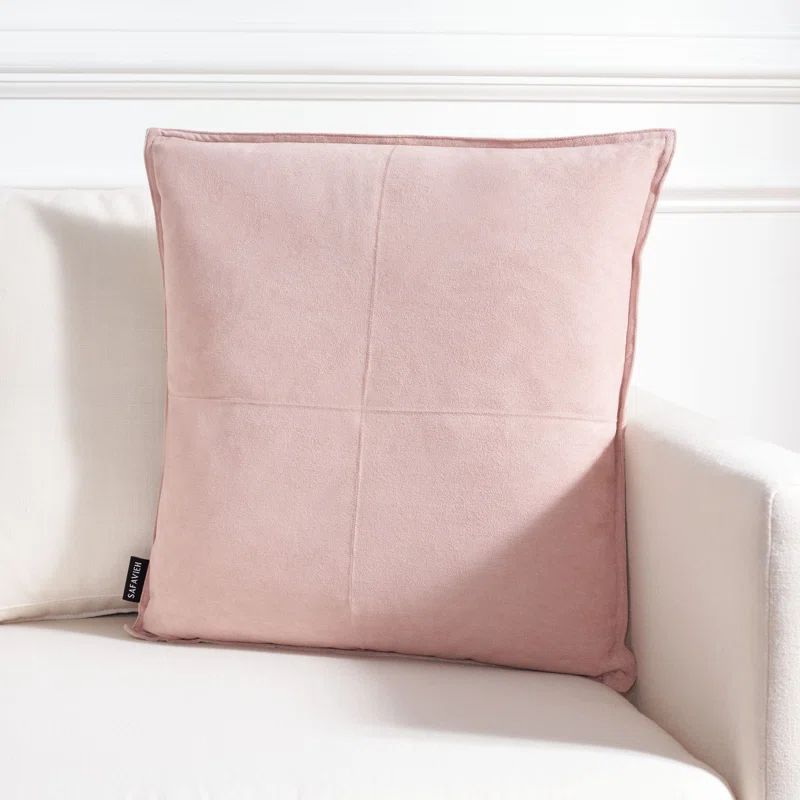 Karya 18" Pink Faux Suede Reversible Throw Pillow