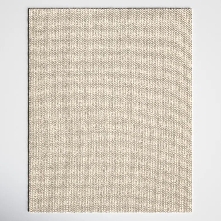 Handmade Red and Cream Striped Wool Rectangular Rug