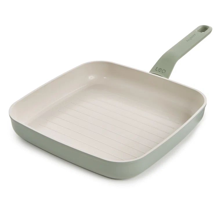 Sage Green Ceramic Non-Stick Grill Pan, 10" Recycled Aluminum