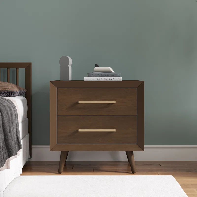 Child Craft Cranbrook 2 Drawer Nightstand for Nursery or Bedroom, Large Storage Drawers, Made of Sturdy Pinewood, Baby Safe Finish (Toasted Chestnut)