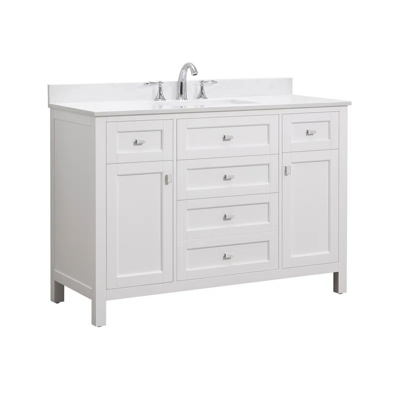 Juniper White Engineered Stone Top Freestanding Bathroom Vanity