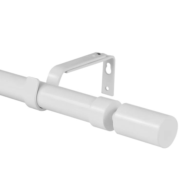 Glossy White Adjustable Metal Curtain Rod with Sleek Finials