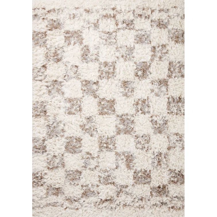 Ivory and Pebble Geometric Synthetic Accent Rug, 2'-3" x 4'-0"