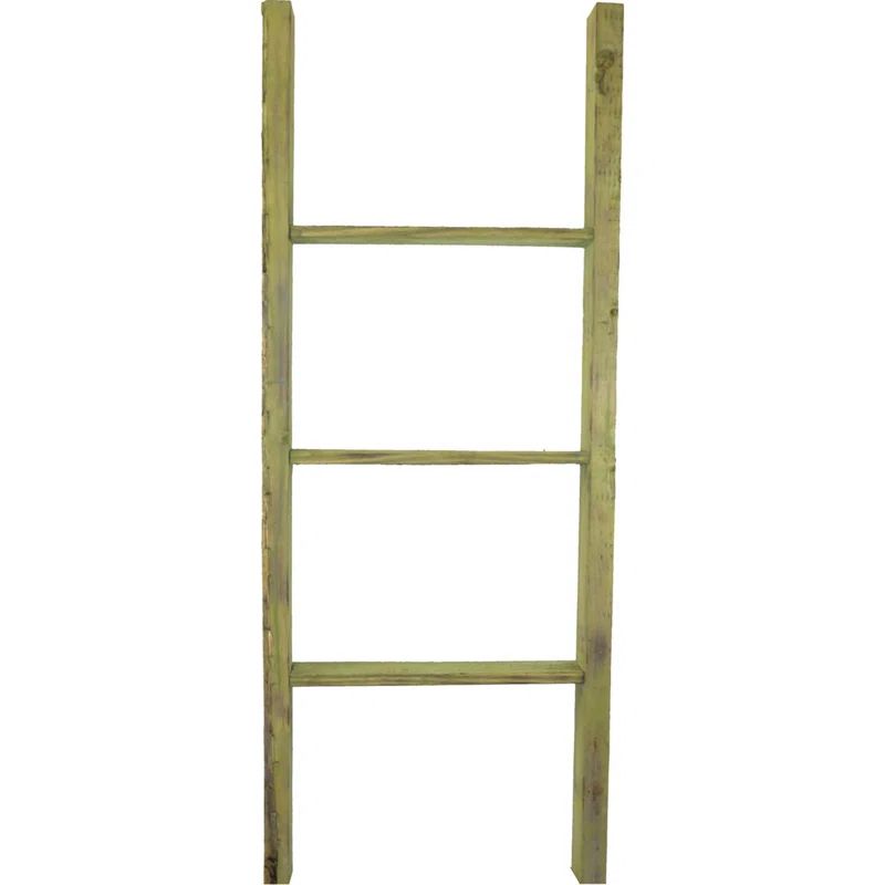 Restoration Green Vintage Farmhouse Wooden Decorative Ladder