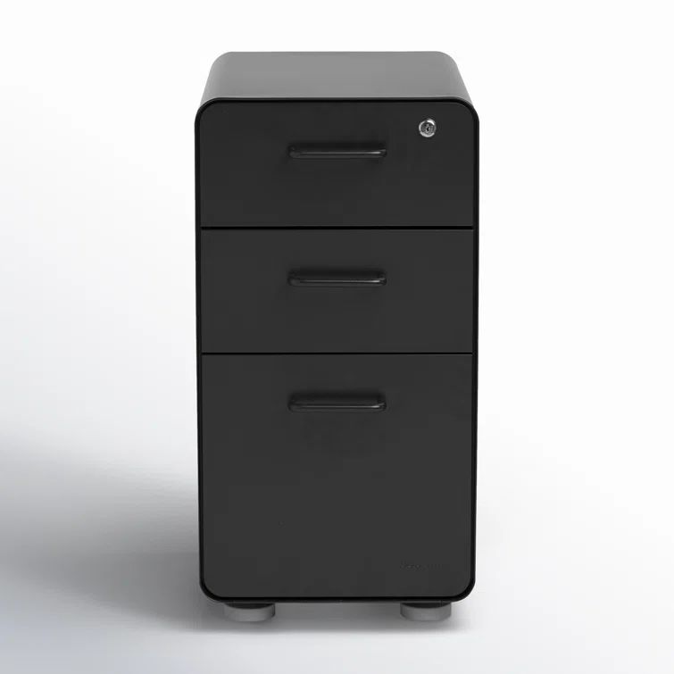 Slim Stow White 3-Drawer Lockable Vertical File Cabinet