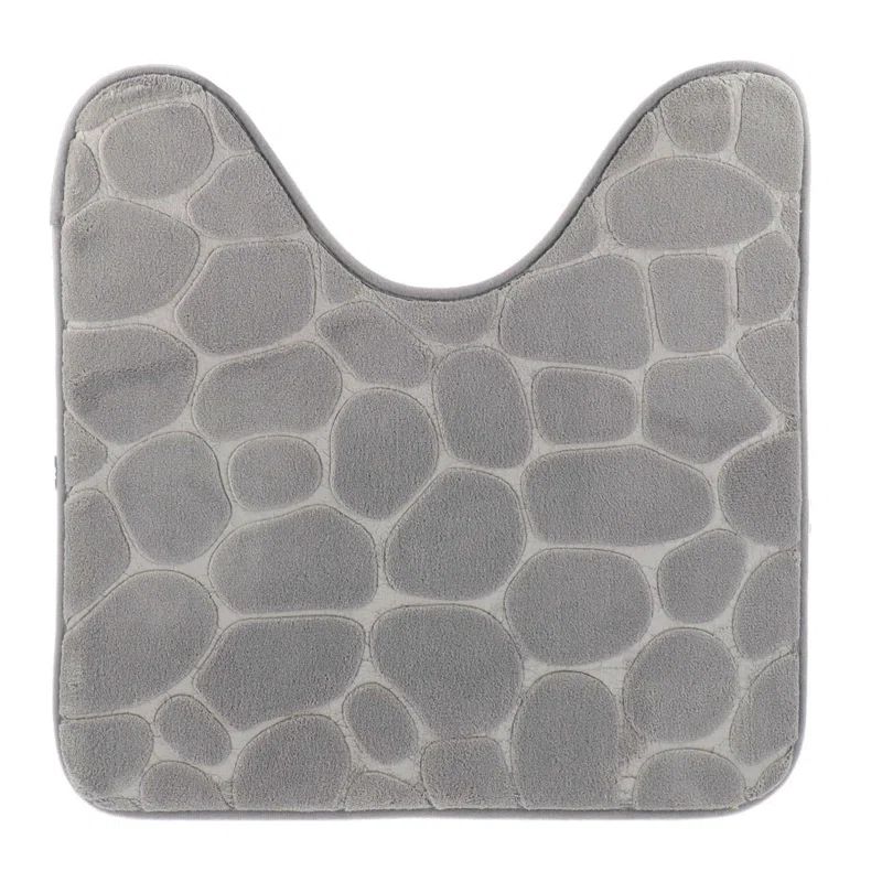 Light Gray Memory Foam Pebble Design Contour Bath Rug