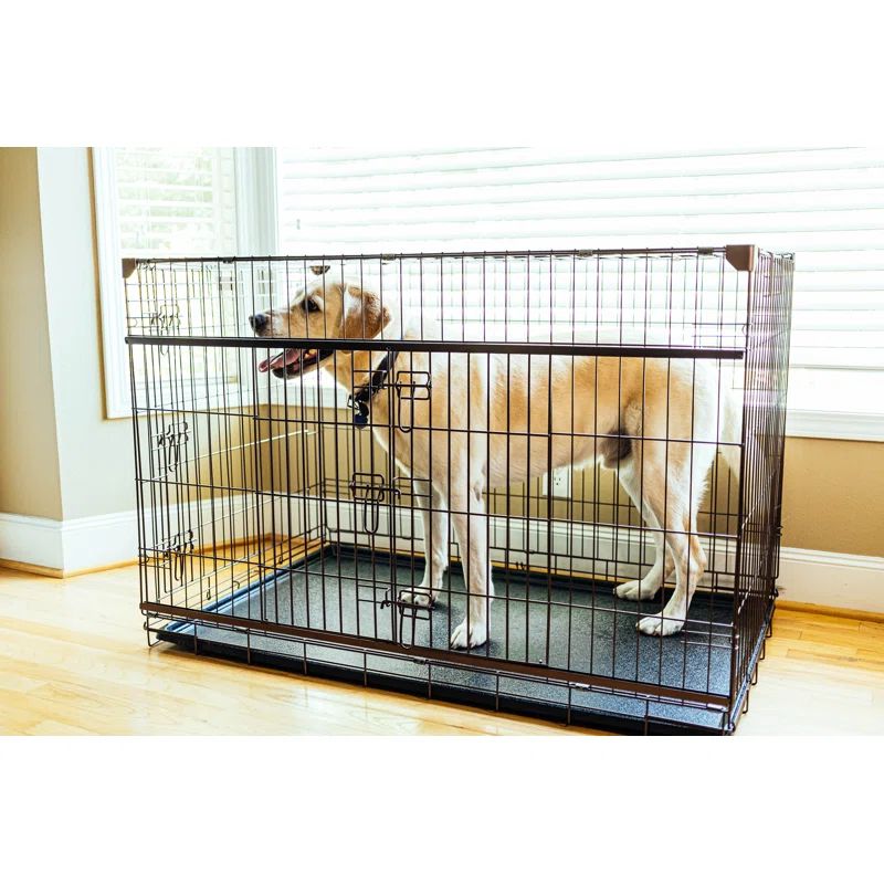 Extra Large Bronze Metal Dog Crate with Sliding Door