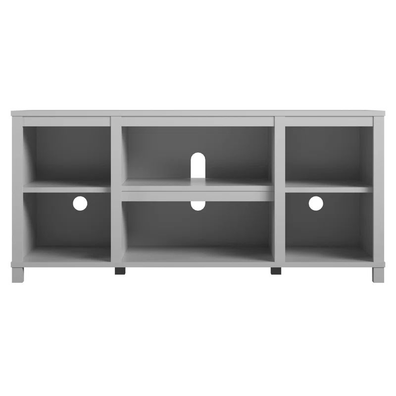 Dove Gray 6-Shelf TV Stand with Cabinet for 50" TVs