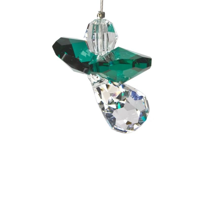 Emerald Green Crystal Guardian Angel Suncatcher Ornament