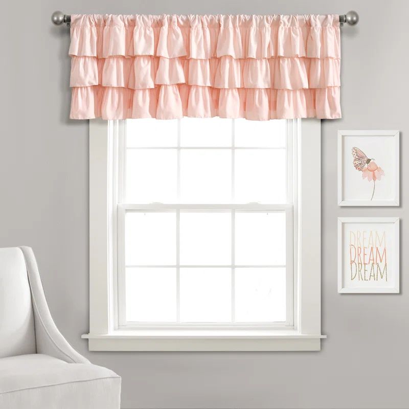 Blush Polyester Ruffled Rod Pocket Window Valance