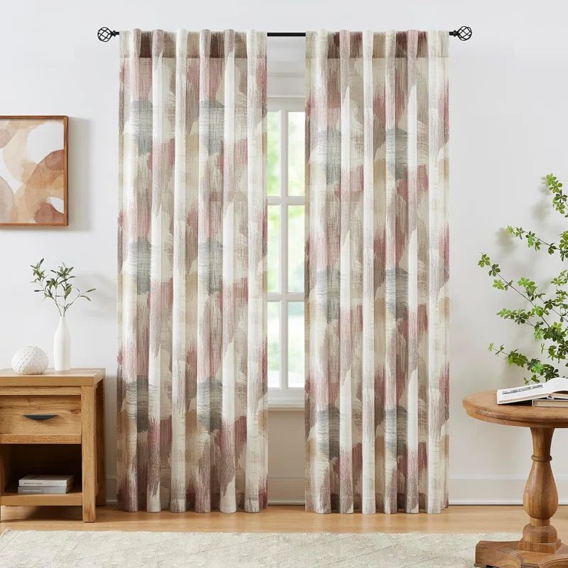 Red-Brown Multi Faux Silk Light-Filtering Window Panels