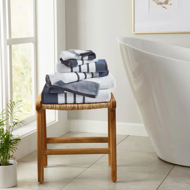 Moroccan Blue and Gray Turkish Cotton 6-Piece Towel Set