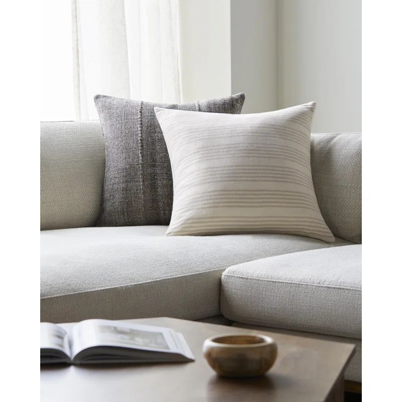 Mindy 18" Square Camel and Crème Cotton Jute Pillow