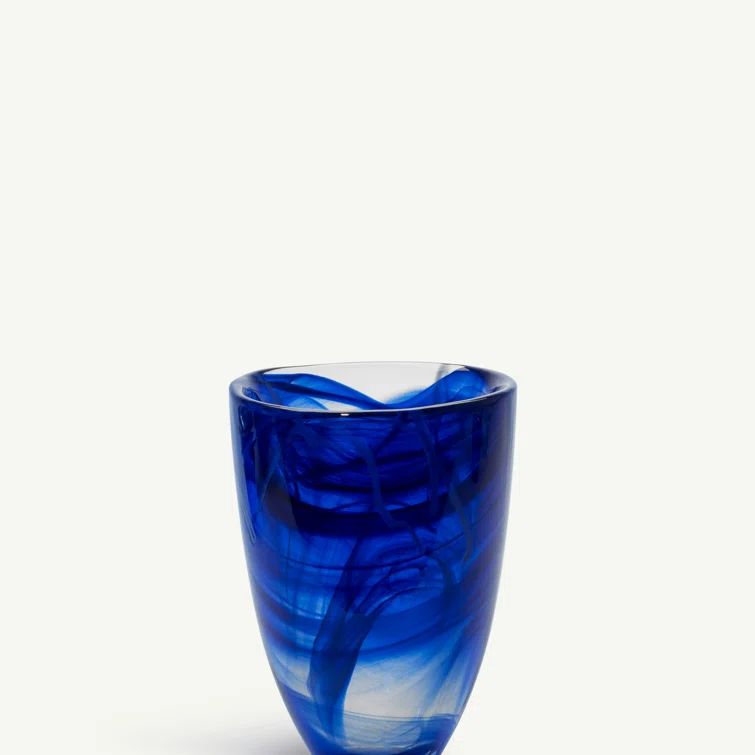 Elegant Blue Swirl Glass Vase for Bouquets