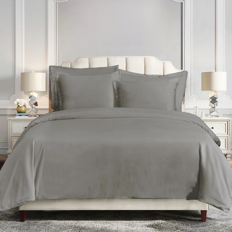 Super King Gray Velvet Duvet Cover Set