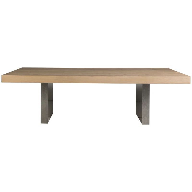 Gray and Brown Rectangular European Oak Dining Table