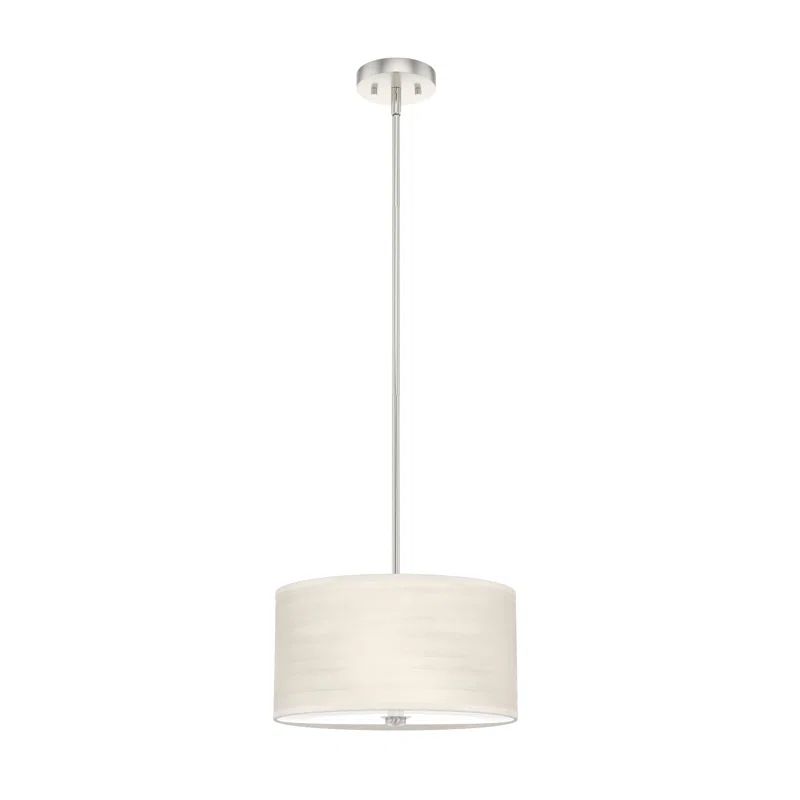 Solhaven Mid-Century Bleached Alder 14" Drum Pendant with Brushed Nickel Finish