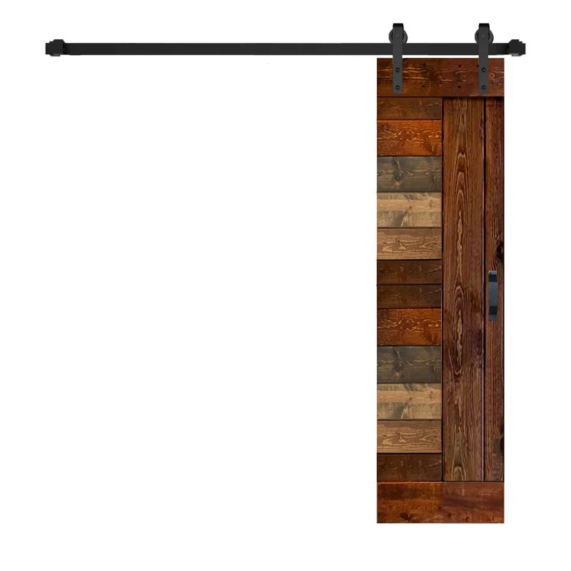 Multi-Color Solid Wood Sliding Barn Door Kit with Black Hardware