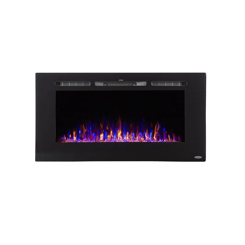Sideline 40" Black Recessed Electric Fireplace with LED Flames