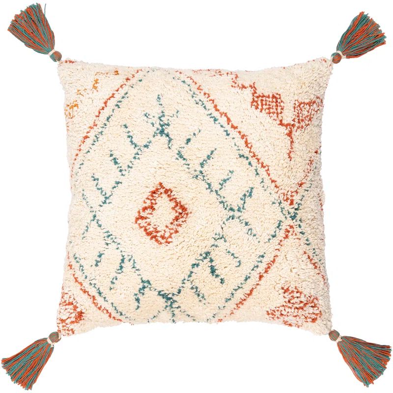 Nador 22" Square Embroidered Cotton Accent Pillow