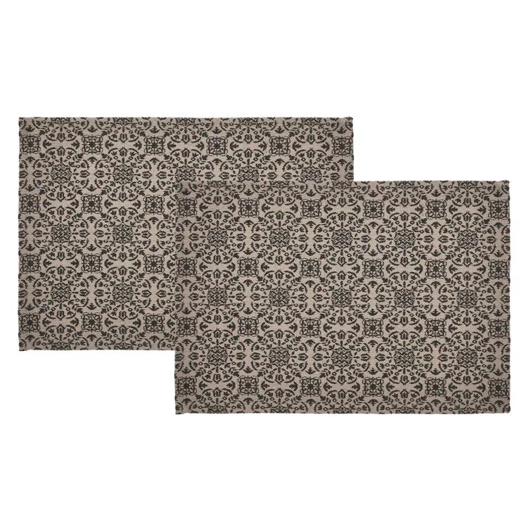 Black and Tan Cotton Blend Fall Placemat Set, 13x19 Inches