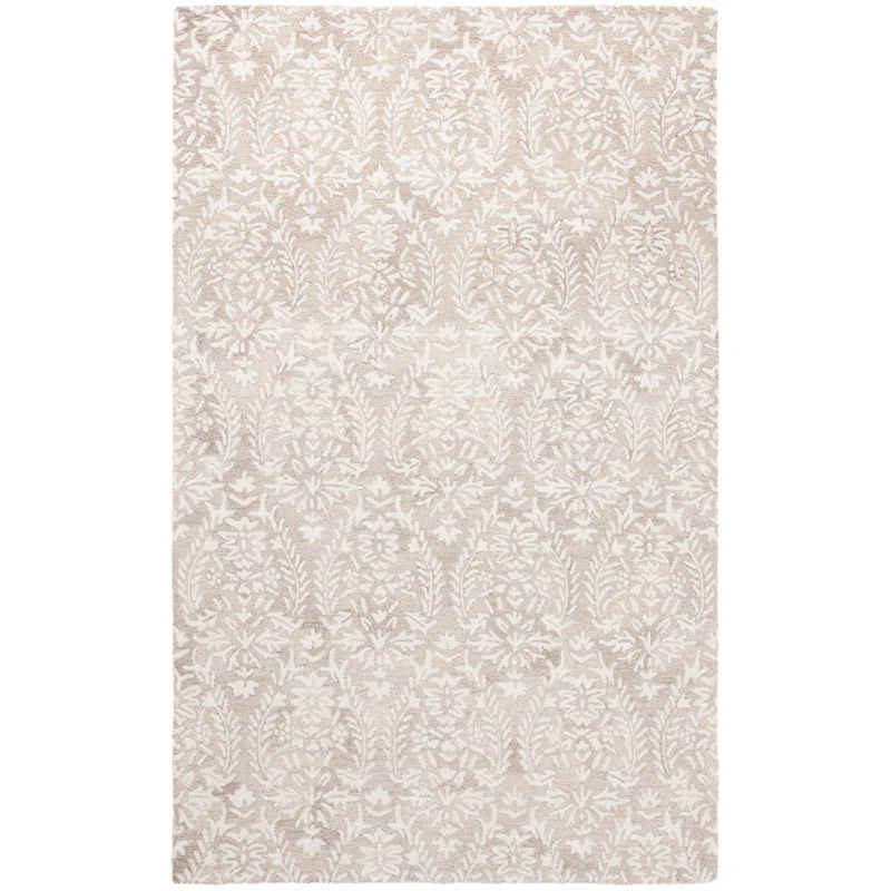 Ivory Hand-Tufted Wool Floral 4' x 6' Rug