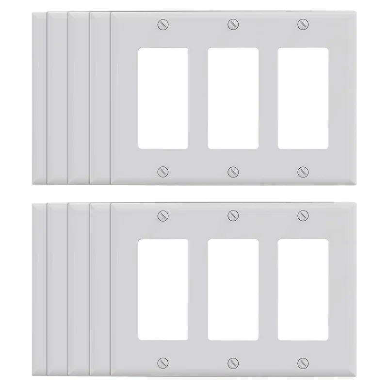 White 3-Gang Rectangular Plastic Decorator Wall Plate