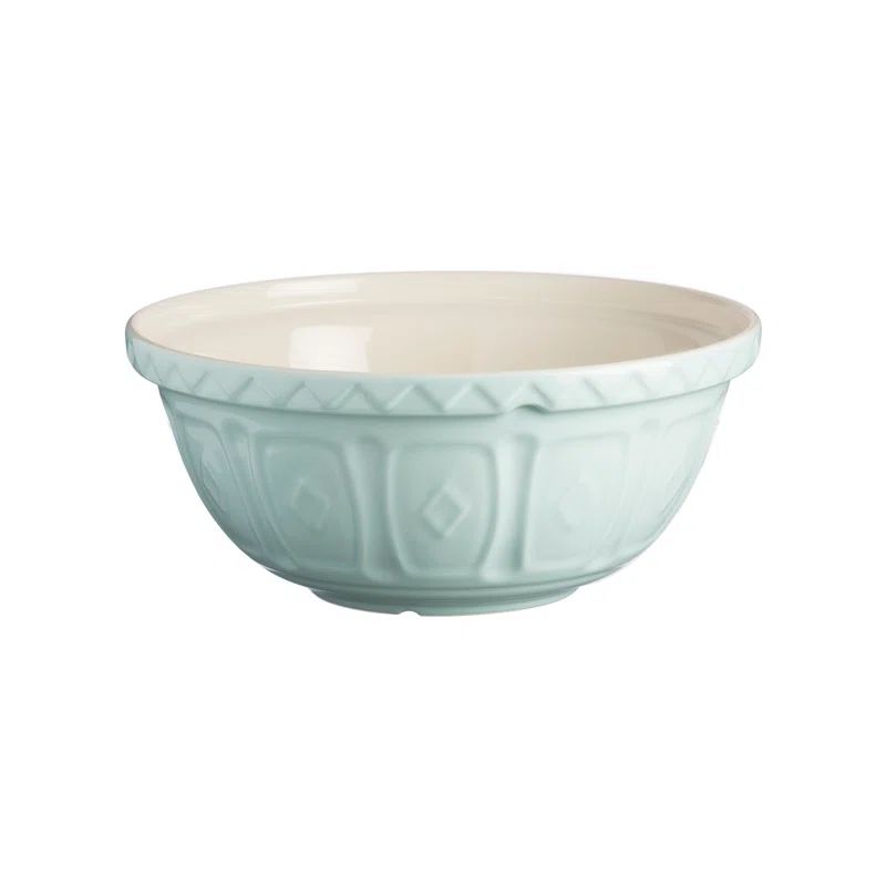 Powder Blue Ceramic Mixing Bowl with Textured Pattern, 2.25 Quart