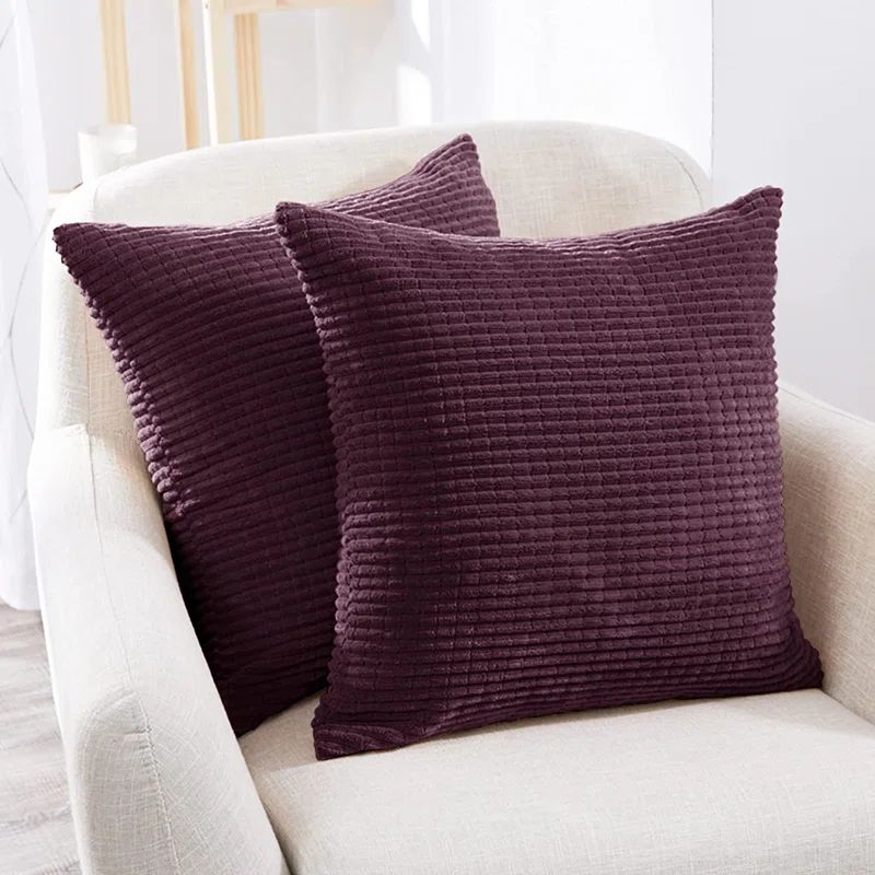 Dark Purple Corduroy 18" x 18" Euro Pillow Covers Set