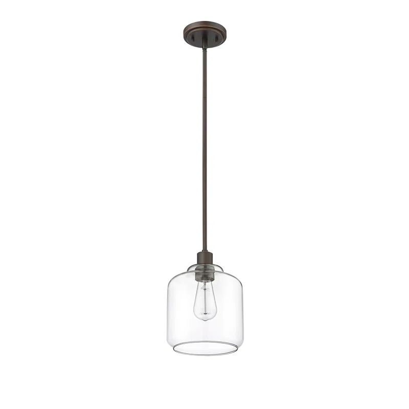 Rubbed Bronze Mini Globe Pendant Light with Glass Shade