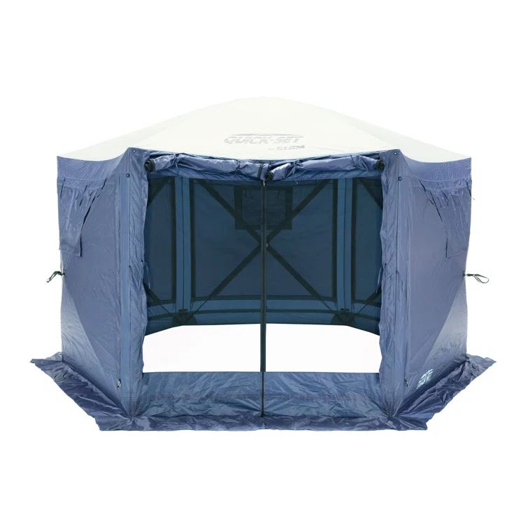 Slate Blue Hexagon Portable Outdoor Canopy Shelter with Mesh Screen