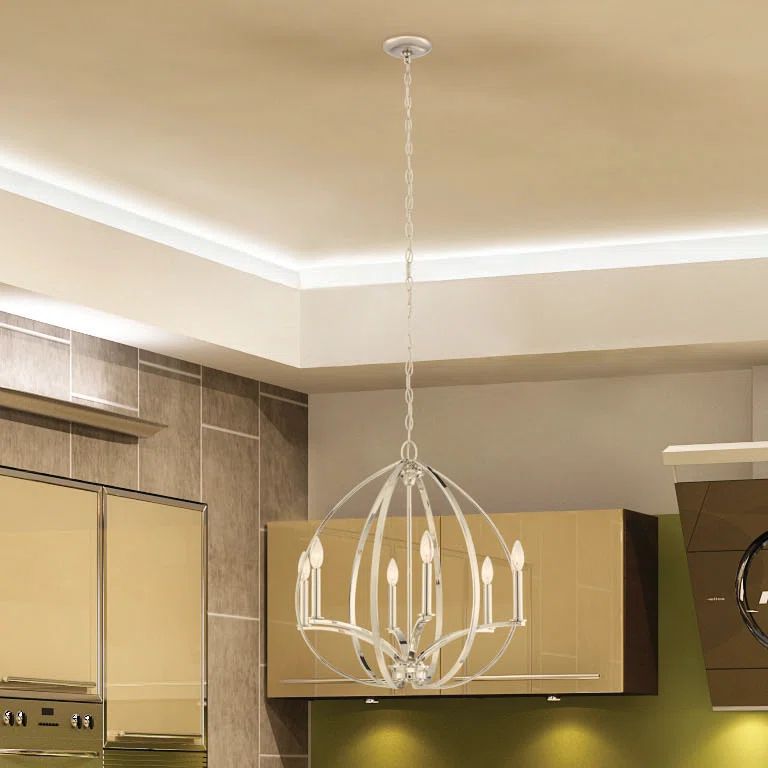 Polished Nickel 6-Light Candelabra Chandelier