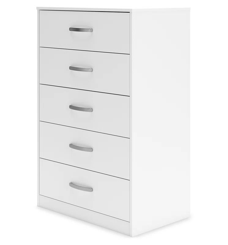 White 5-Drawer Chest with Ball Bearing Slides and Levelers